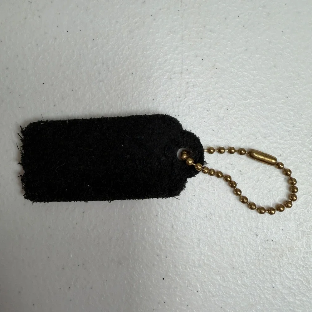 Vintage Coach 2.25 Hangtag Fob Charm Replacement Pebbled Leather Brass Black